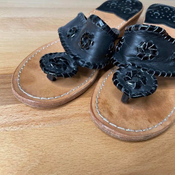 Jack Rogers Demi Wedges Size 6 M Black Leather Wom - Picture 8 of 8